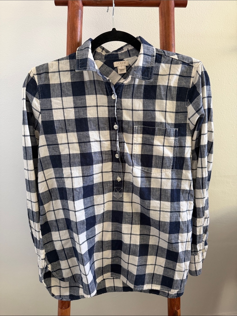 J.Crew blue plaid cotton long sleeve